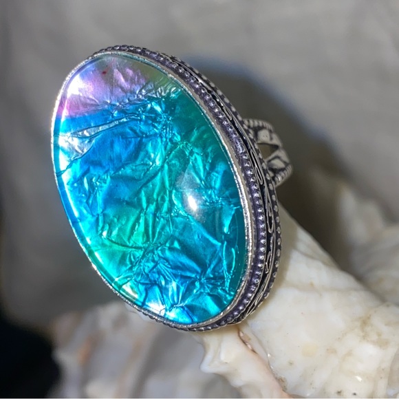 Stunning Dichroic tie-dye statement ring